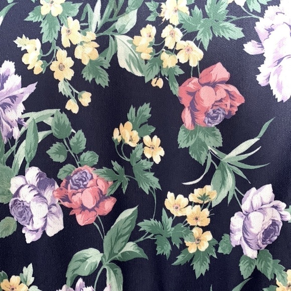 WHIRLAWAY Frocks Vintage Dress, Size L/XLP, Floral Design Navy Background. - Picture 6 of 7